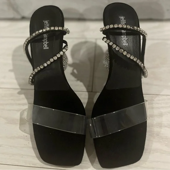 Jeffrey Campbell The Hustle Sandal In Black Suede Silver. Glamour Revolve Size 8 - Picture 7 of 8